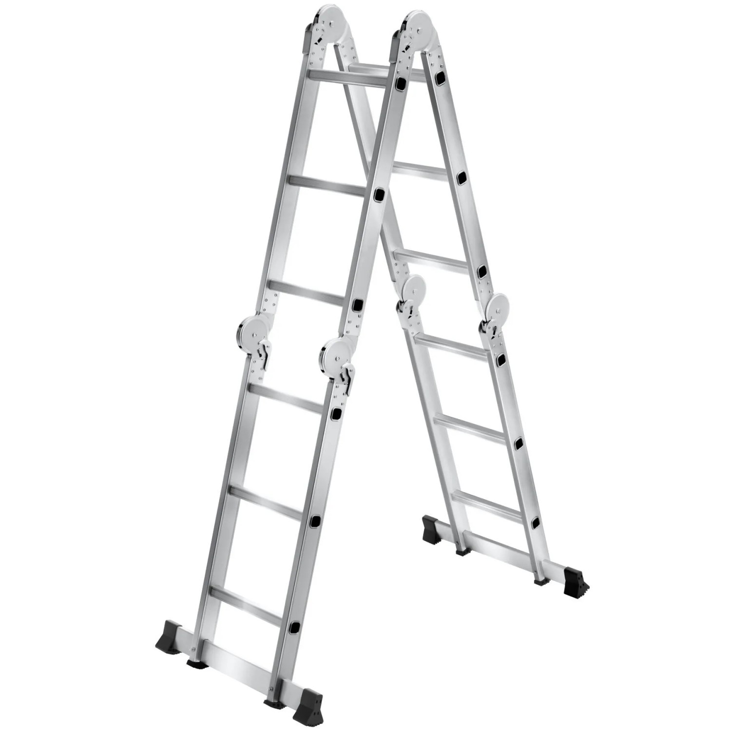 Tectake Aluminium Mehrzweckleiter  6In1  4 x 3 Sprossen 352 cm  Belastbarkeit 150 kg  17 x 61 x 352 cm Silber