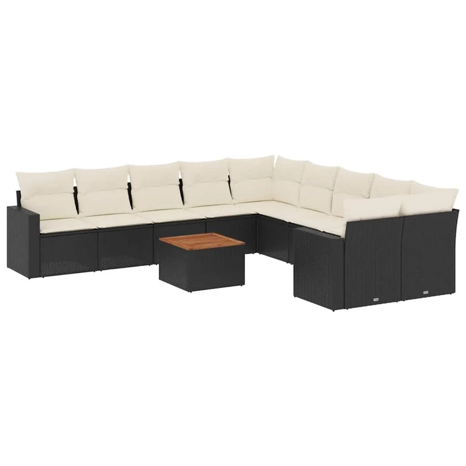 vidaXL 11-Tlg Garten-Sofagarnitur mit Kissen Schwarz Poly Rattan 3224313
