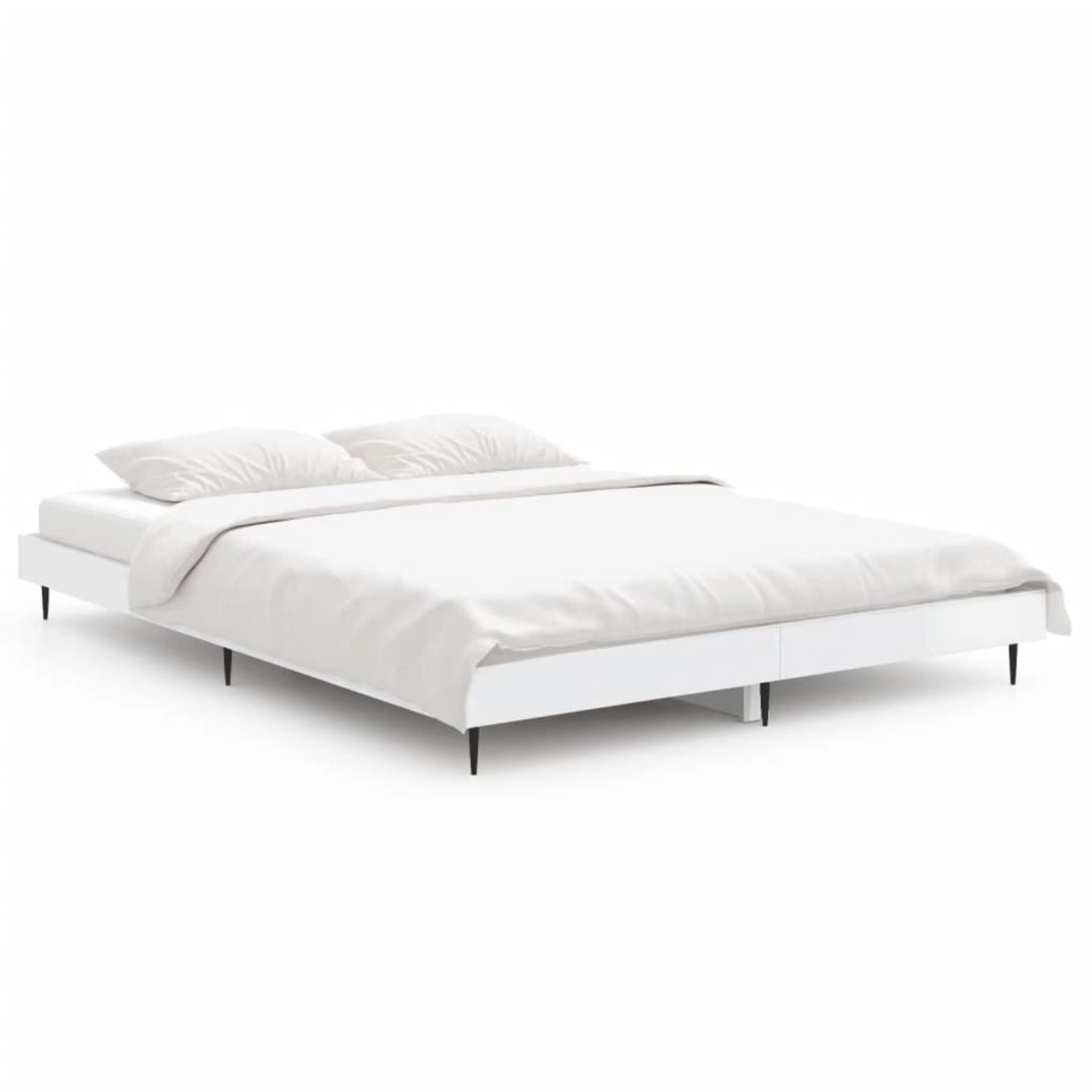 vidaXL Bettgestell Hochglanz-Weiß 135x190 cm Holzwerkstoff 832287 günstig online kaufen
