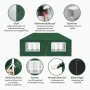 WOLTU Pavillon 3x6 m, grün, mit Details zu Stoff, Höhenverstellung, Stahlrohr, Reißverschluss, Fenster, Seil und Bodennägel.