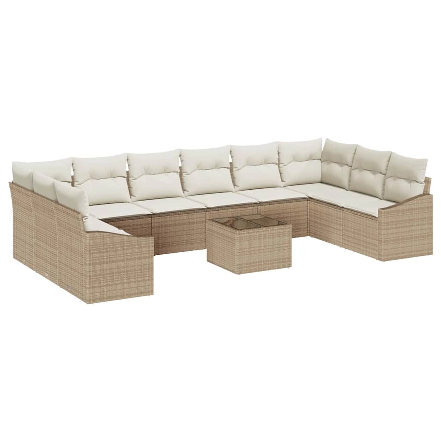 vidaXL Garten-Sofa-Set 11-Tlg Beige Poly Rattan 3346911 günstig online kaufen