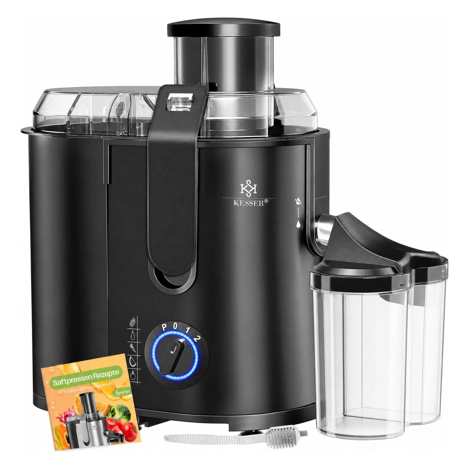 KESSER Entsafter Edelstahl 1100 W 3 Geschwindigkeitsstufen Schwarz