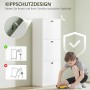 Weißer HOMCOM Schuhschrank mit drei Fächern und Kippschutz für bis zu 12 Paar Schuhe.