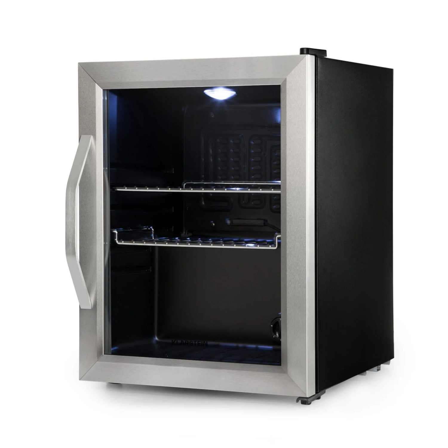 Klarstein Getränkekühlschrank Beersafe M 33 Liter Klasse C Glastür 42 dB Edelstahl Schwarz