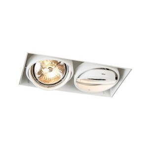 Weißer QAZQA Einbaustrahler Oneon 111 2, dreh- und kippbar, rahmenlos. Lampe für den Innenbereich.