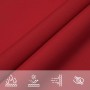 Rotes, wasserfestes Oxford-Gewebe des Sonnensegels mit Icons für UV-Schutz, Wind- und Schimmelresistenz.