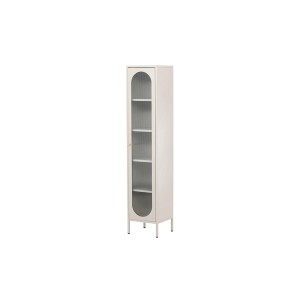 Ebuy24 Cali Vitrine, 1-türig, beige, mit Glasfront und Regalböden. Schrank für Wohnzimmer und mehr.