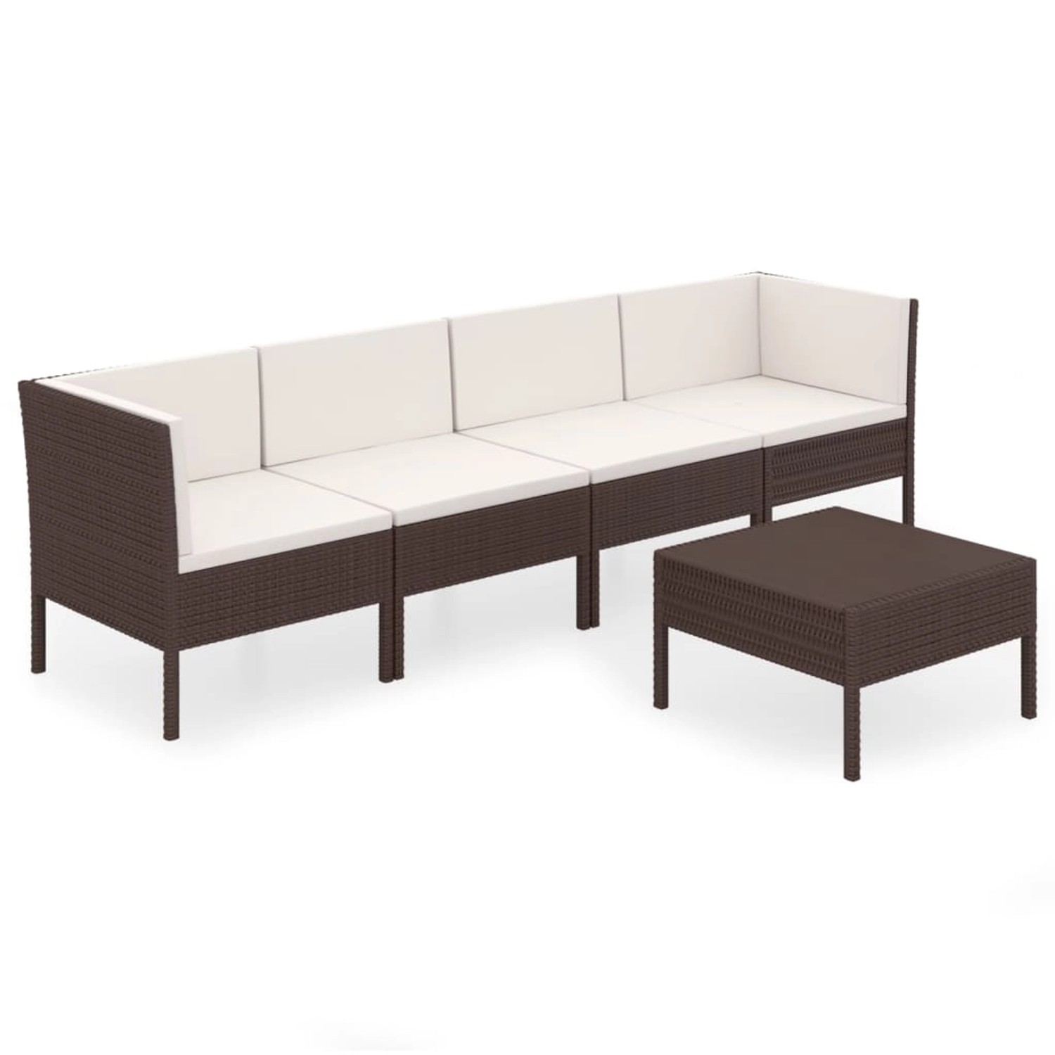 vidaXL 5-tlg Garten-Lounge-Set mit Auflagen Poly Rattan Braun Modell 11