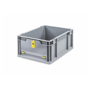 Graue PROREGAL Eurobox NextGen mit gelbem Cover, 16 Liter, für Lagerung und Transport.