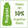 Symbol: Flasche aus 30% recyceltem Plastik für Poliboy Parkett Renovierer.
