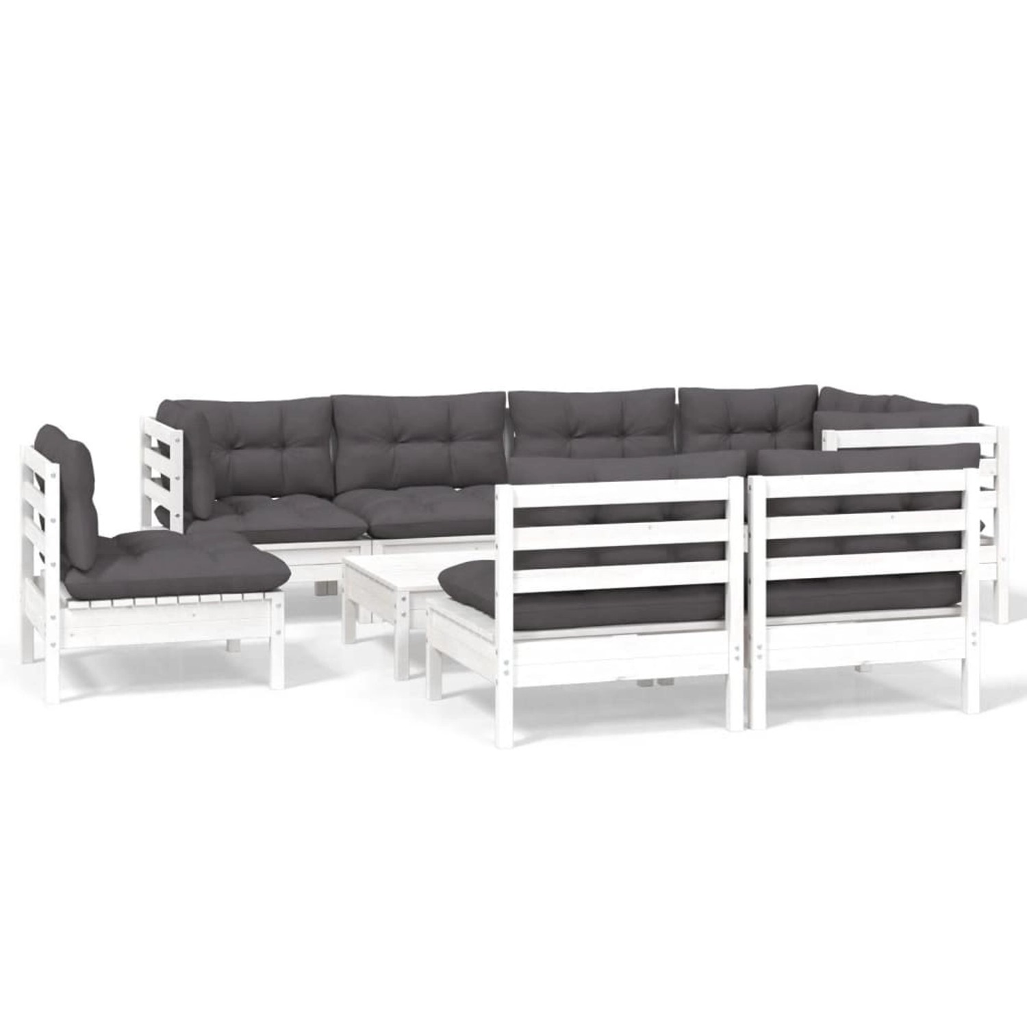 vidaXL 9-Tlg Garten-Lounge-Set mit Kissen Weiß Kiefer Massivholz 3096473 günstig online kaufen