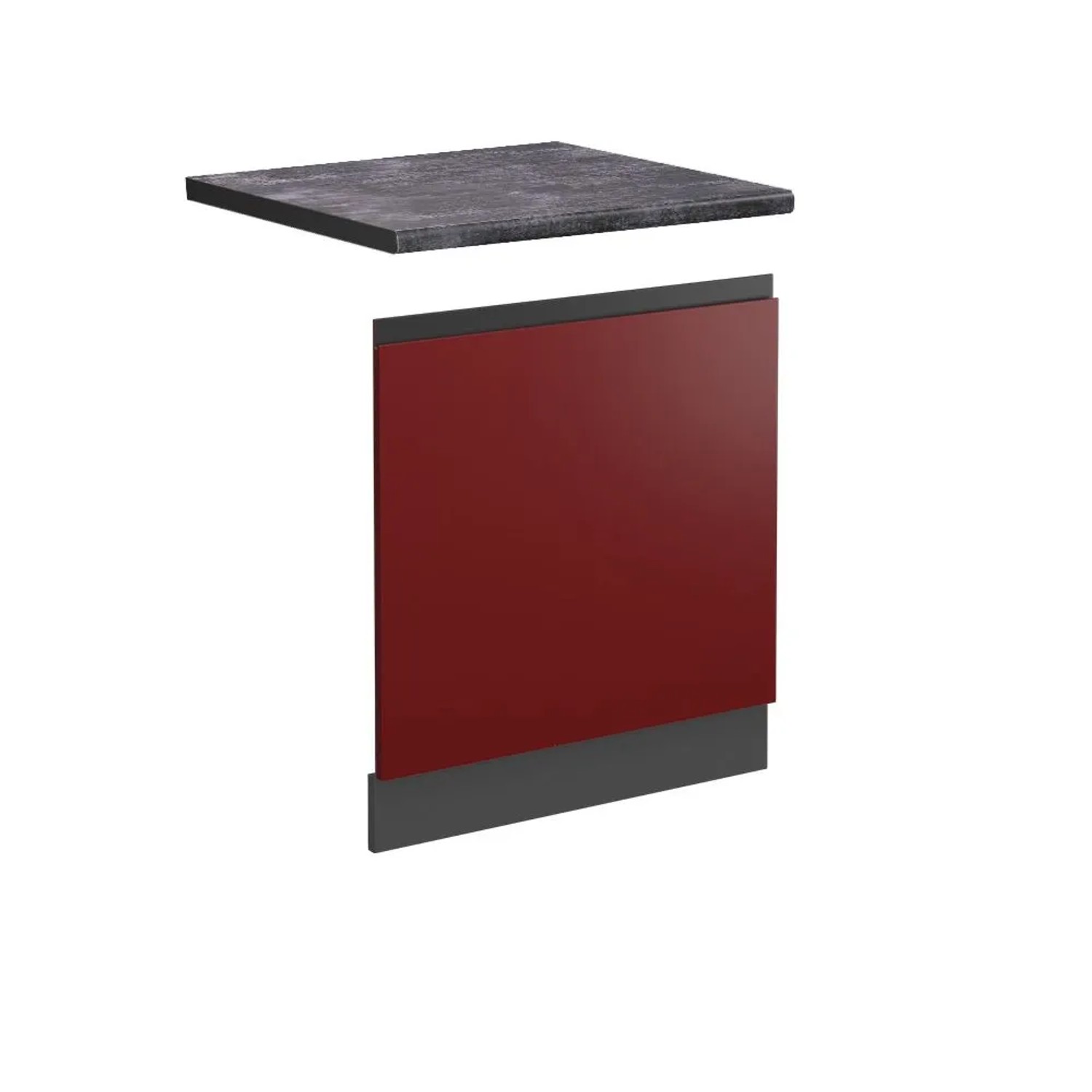 Vicco Frontblende R-Line Geschirrspüler Fronttür Rot Anthrazit 60 cm J-Shape AP Anthrazit mit Anthrazit Korpus