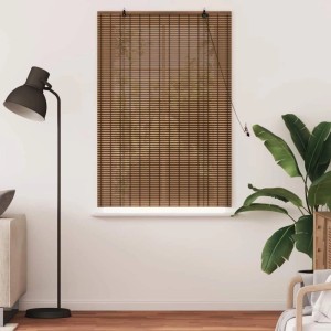 Braunes Bambus Rollo 110x160cm von vidaXL für Fenster, mit Zugschnur zur Lichtregulierung.
