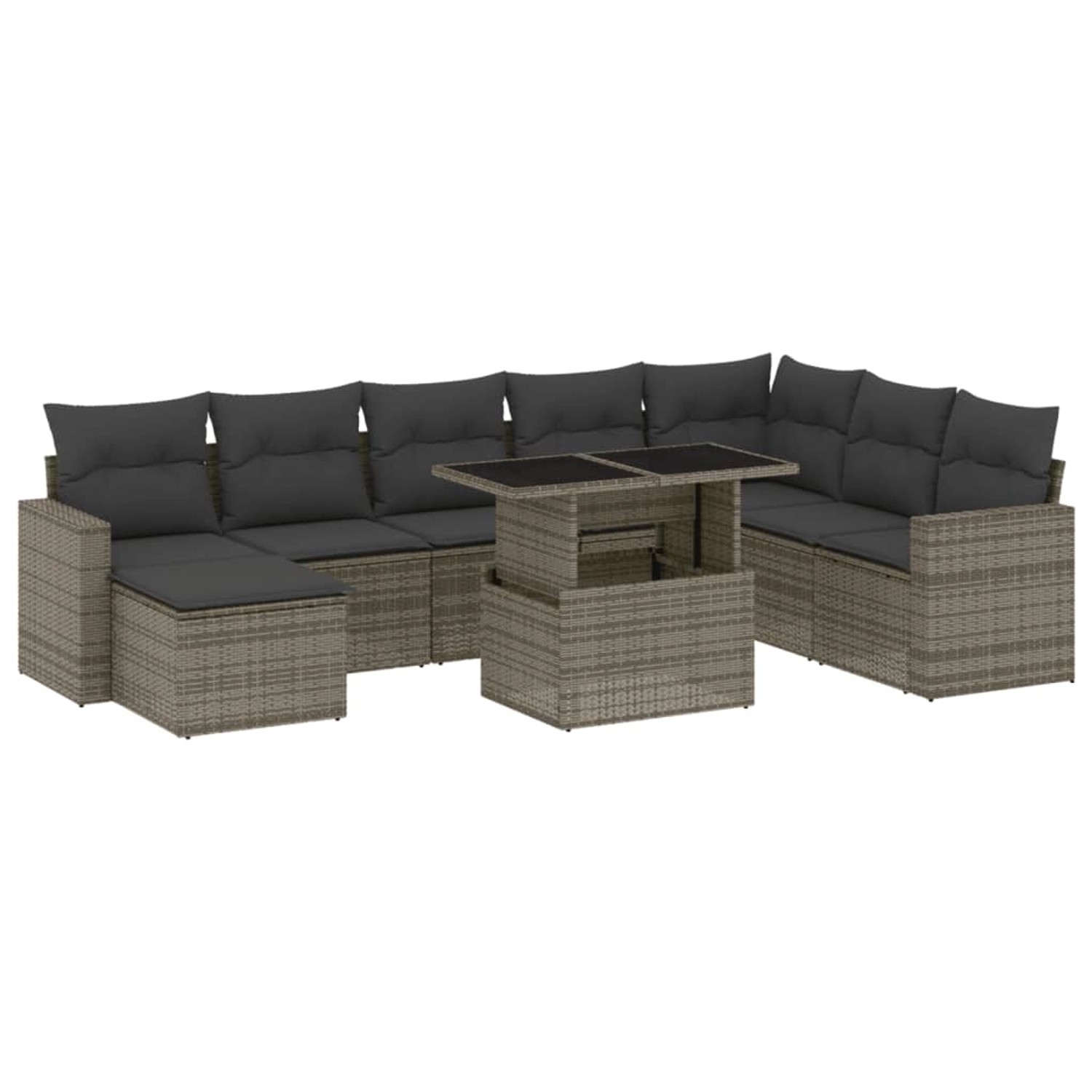 vidaXL 9-tlg Garten-Sofagarnitur mit Kissen Grau Poly Rattan Modell 115 günstig online kaufen