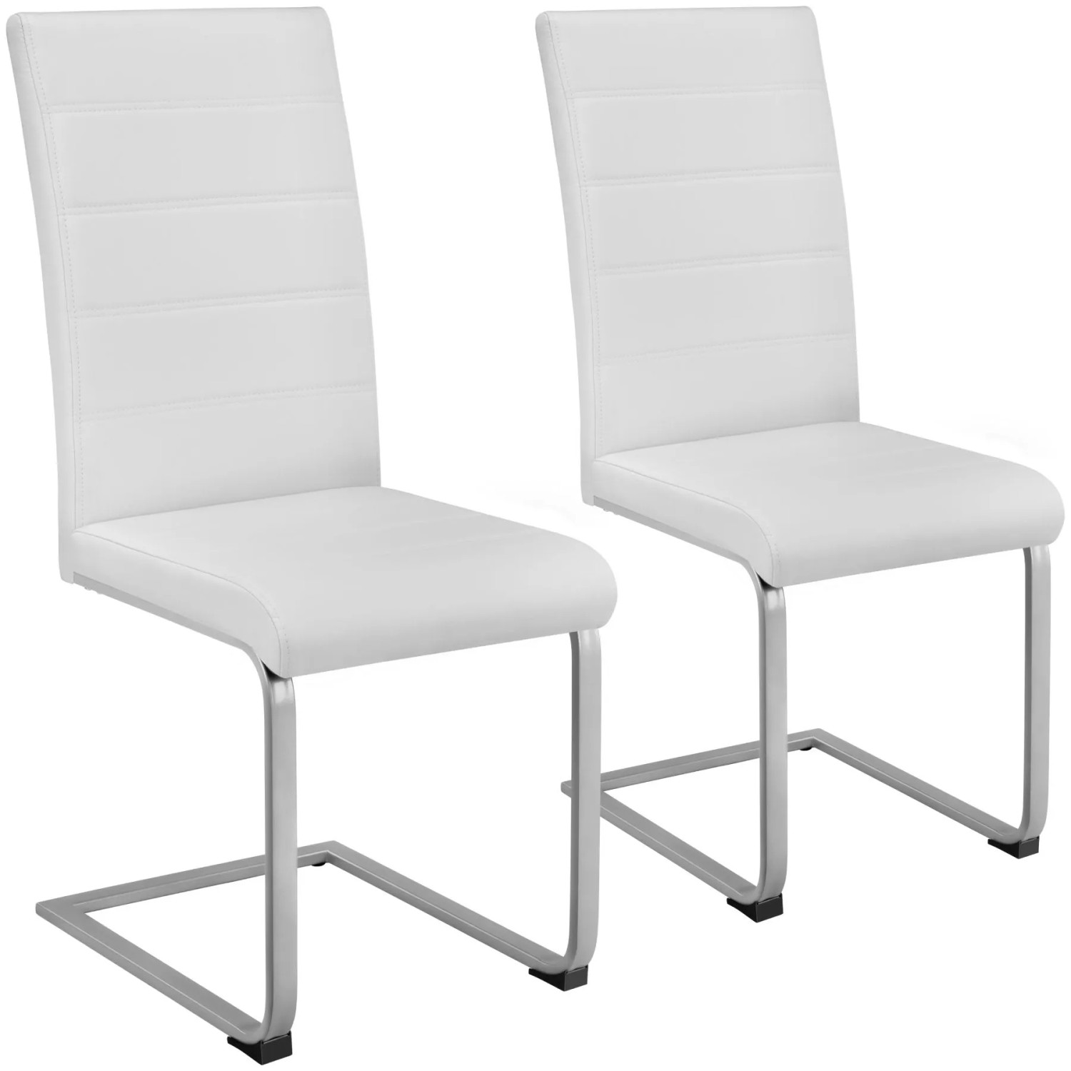 Tectake Set Schwingstuhl Bettina Gepolstert Mit Kunstlederbezug Hohe Rückenlehne 2Er Set 41 x 52 x 99 cm Weiß