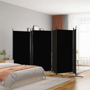 Schwarzer 6-teiliger Paravent vidaXL, Stoff Raumteiler, 520x180 cm, zur flexiblen Raumgestaltung.