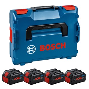 Bosch Professional Akku 4er Set ProCore 18V 5.5Ah mit L-Boxx, Akkus in Aufbewahrungsbox.