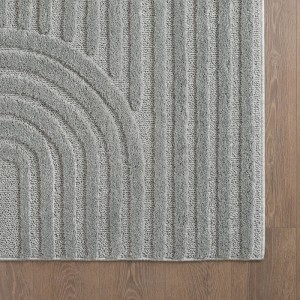 Ayyildiz Kurzflorteppich Art 1121, silberner Teppich mit 3D-Relief, 80x250 cm.