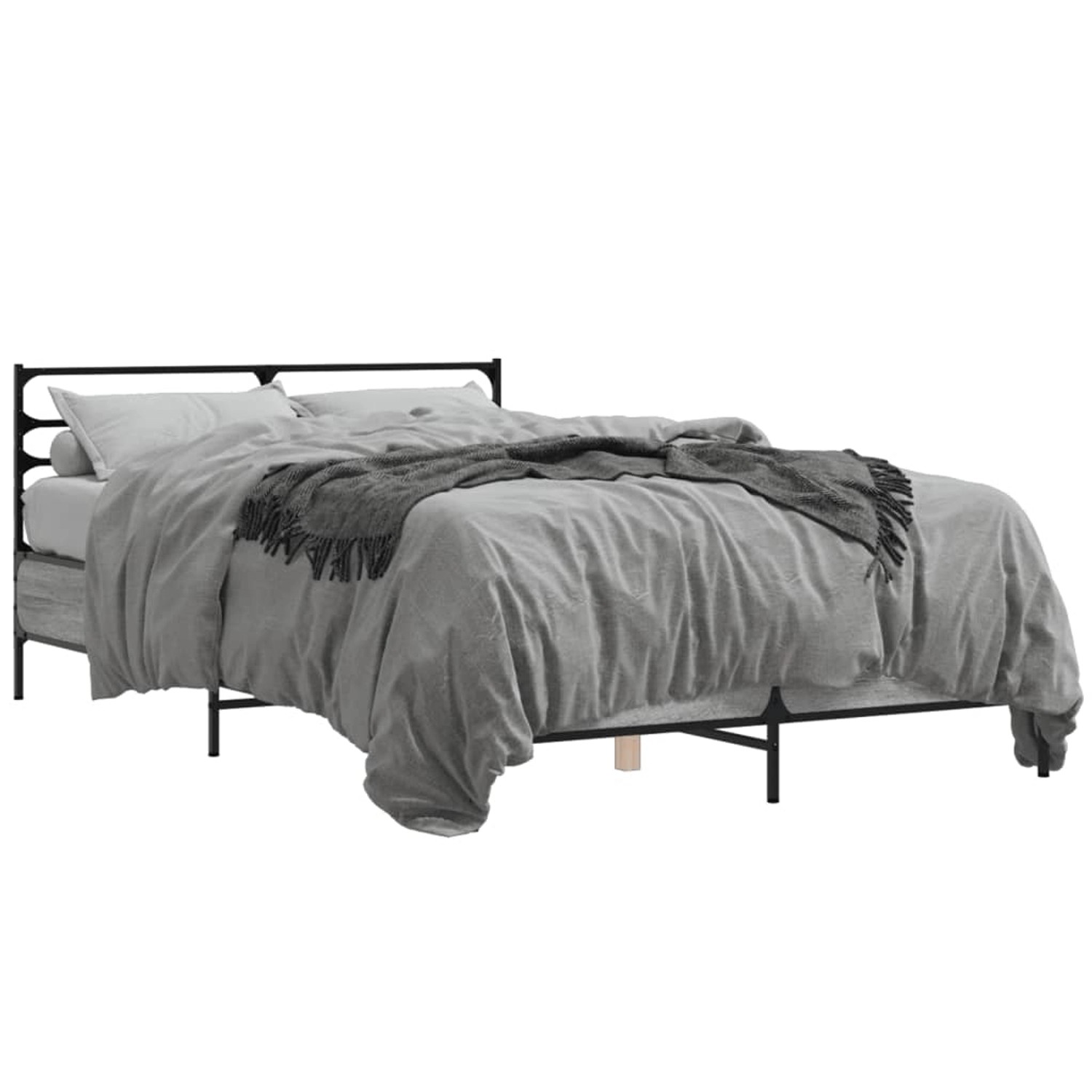 vidaXL Bettgestell Grau Sonoma 140x200 cm Holzwerkstoff und Metall 3280045 günstig online kaufen