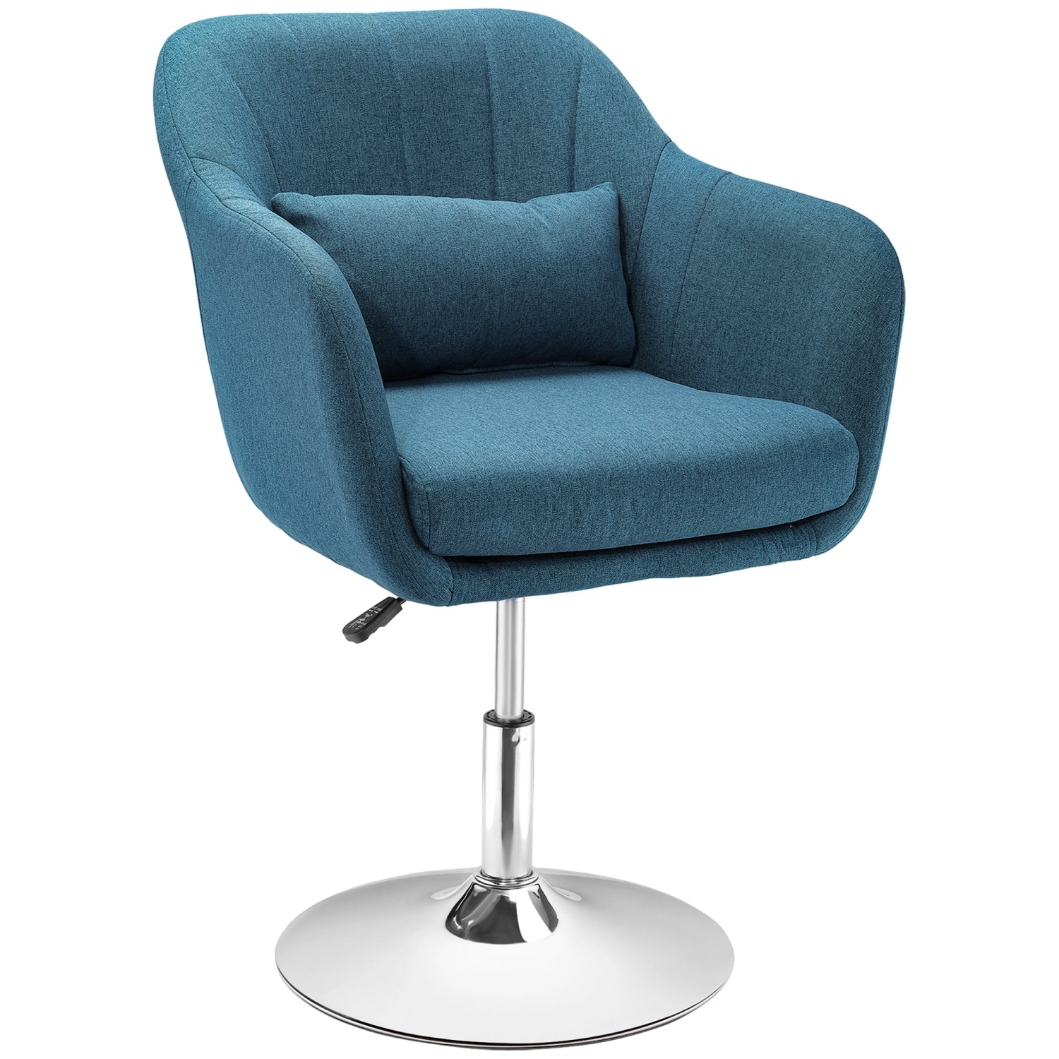 HOMCOM Sessel Loungesessel mit Armlehne Lendenkissen für Schlafzimmer Wohnzimmer Hellblau