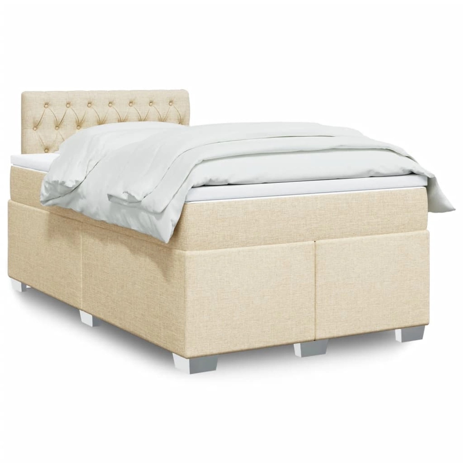 vidaXL Boxspringbett mit Matratze Creme 120x190 cm Stoff 3288139 günstig online kaufen