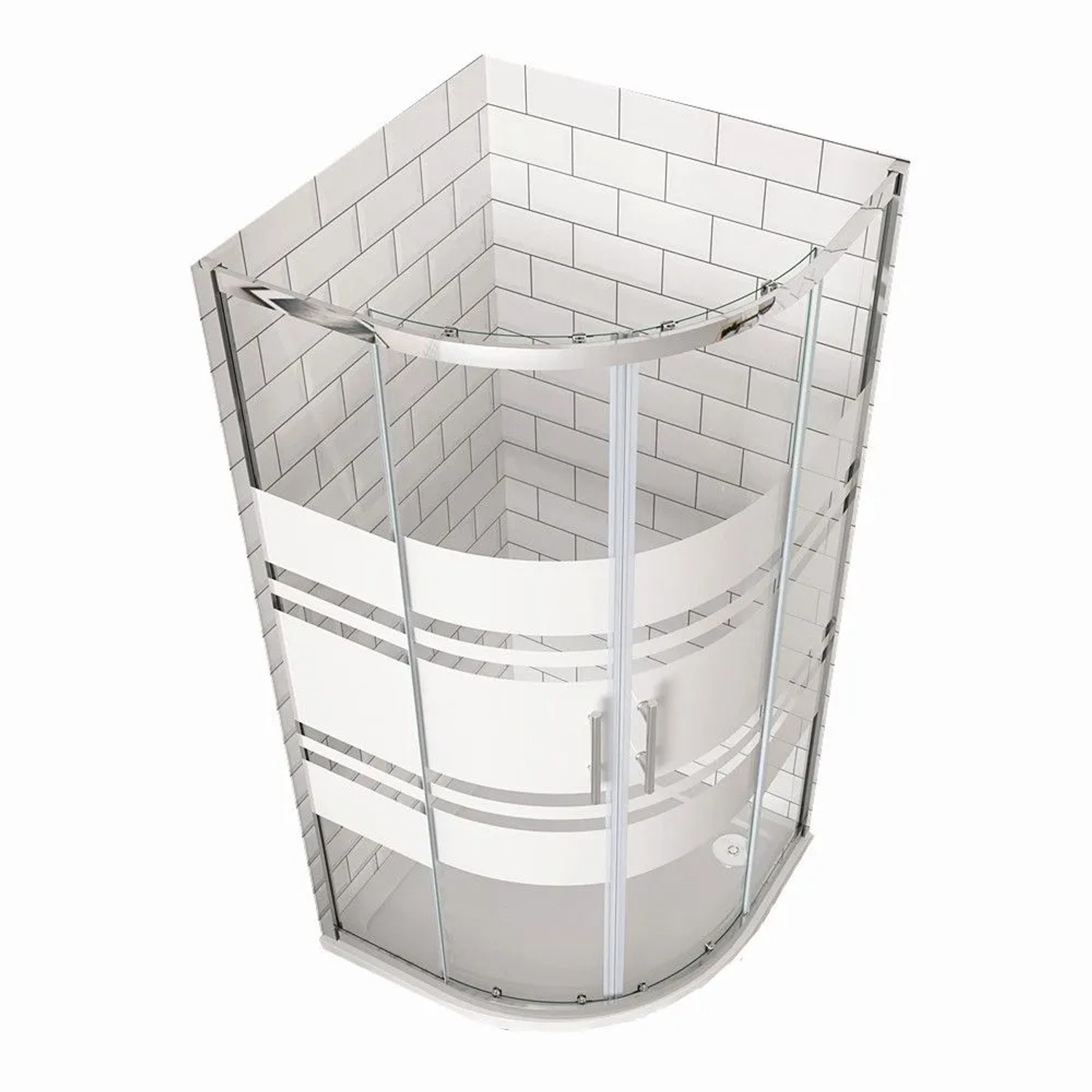 Duschparadies Runddusche Duschkabine 80 x 80cm Viertelkreis Dusche Duschtür 5mm Gestreiftesglas Schiebetür H185cm