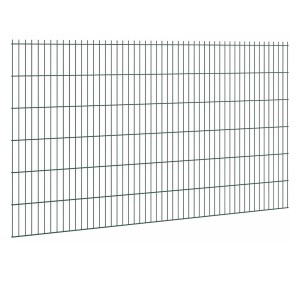 Grüne Doppelstabmatte 6/5/6, 123x251 cm, für Gartenzäune. Stabiler Zaun zur Grundstücksabgrenzung.