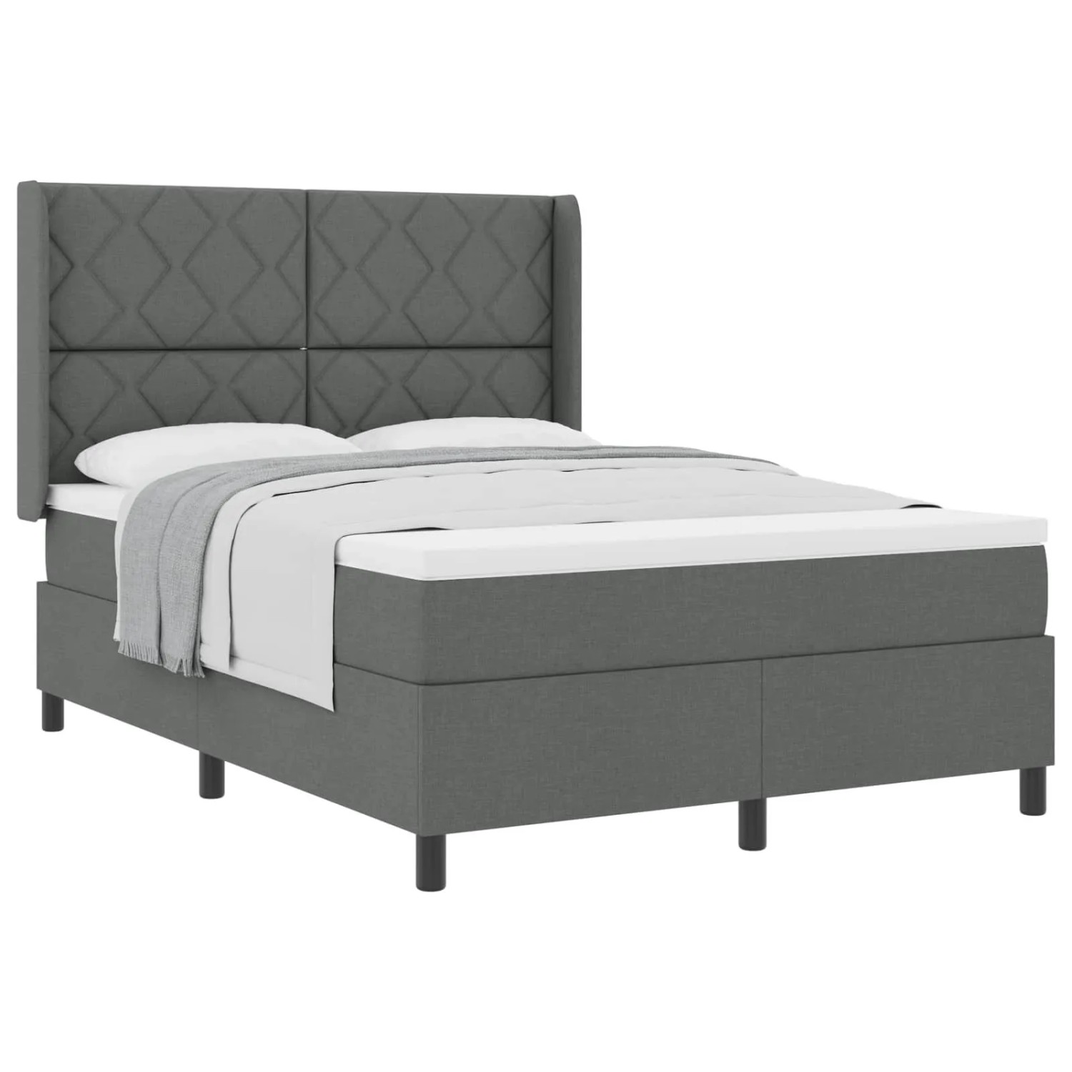 vidaXL Boxspringbett mit Matratze Dunkelgrau 160 x 200 cm Stoff 3341715