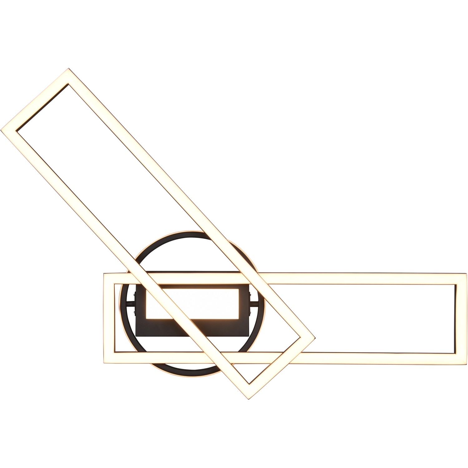 Moderne LED Deckenleuchte Twister in Schwarz matt mit geometrischen Formen.