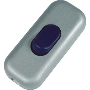 REV Ritter Schnurzwischenschalter, silber-blau, 1-polig für Lampeninstallation.