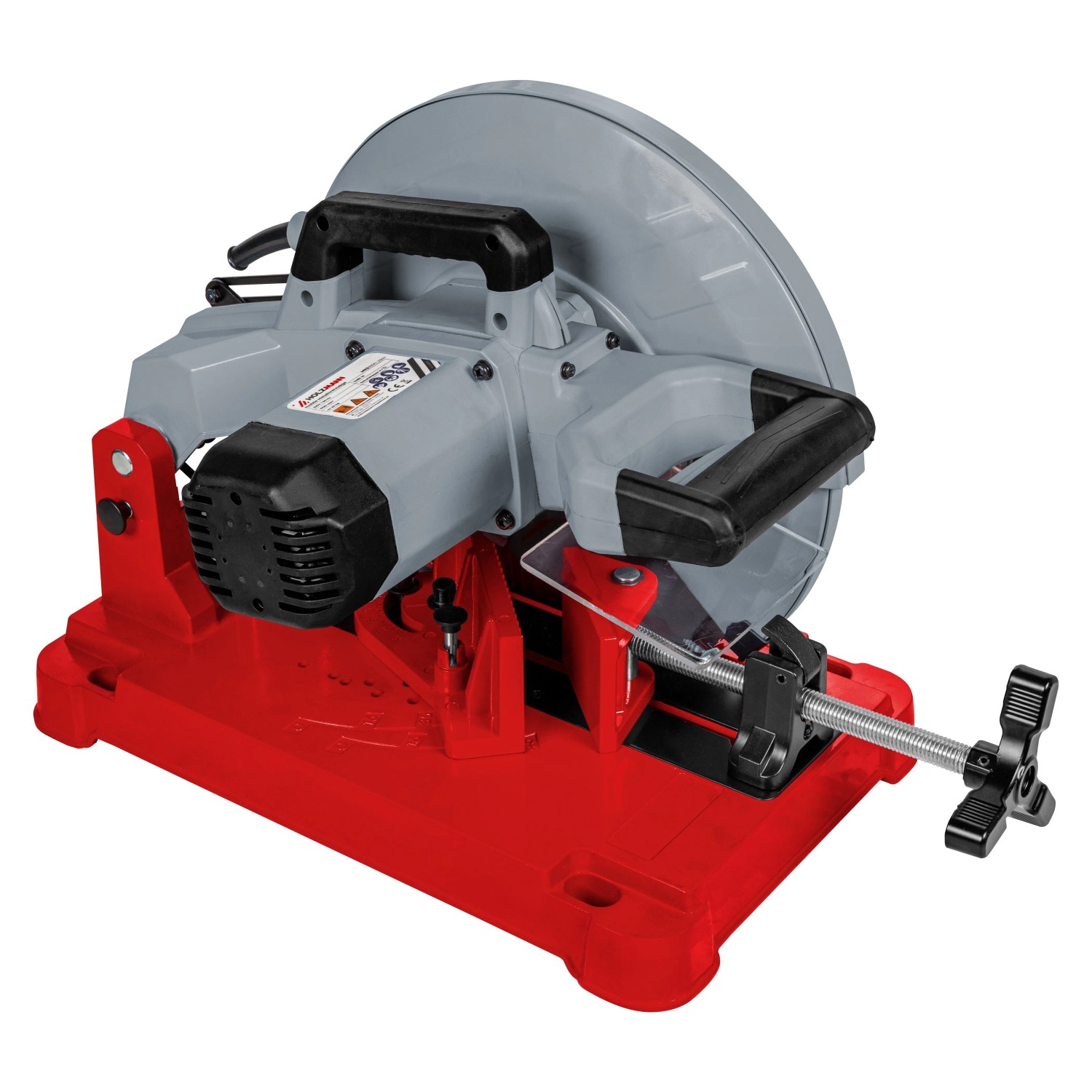 Holzmann Metalltrennsäge MKS355N mit HM-Sägeblatt, rot/grau. Tischkreissäge für präzise Metallschnitte.