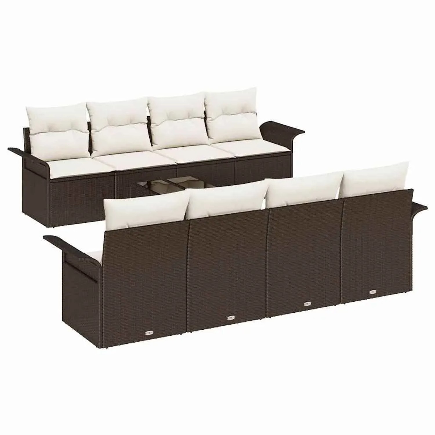Thumbnail - vidaXL Garten-Sofa-Set mit Kissen mit Speicher 9-Tlg Braun und Creme 3353957