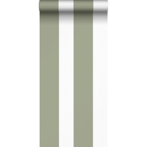 Sanders & Sanders Tapete Streifen Olivgrün und Weiß 53 cm x 10.05 m