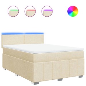 vidaXL Boxspringbett mit Matratze Creme 160x200 cm Stoff 3289417