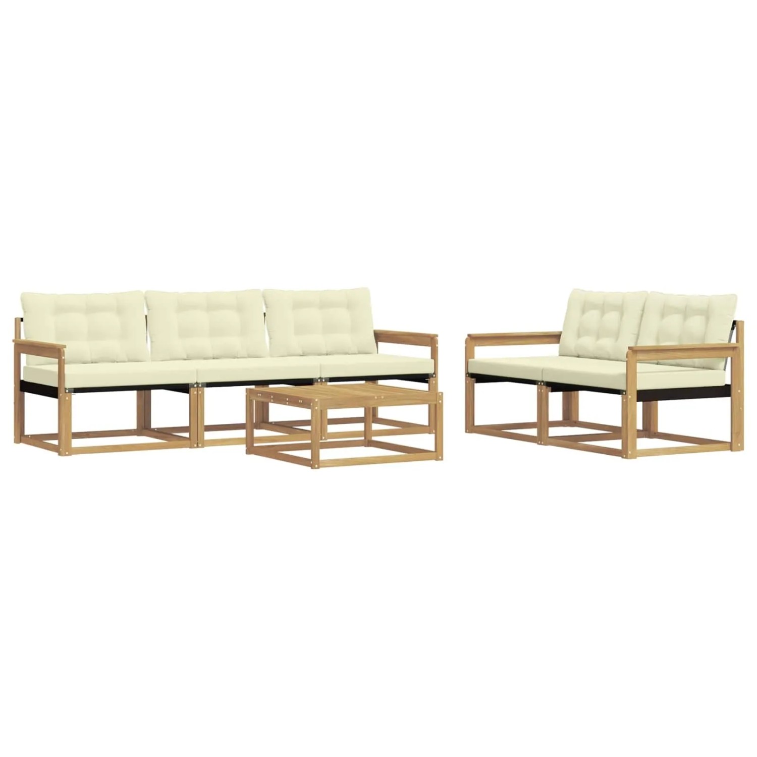 vidaXL Outdoor-Sofagarnitur 6 Stk Weiß und Creme 79 x 79 x 37 cm 3388412