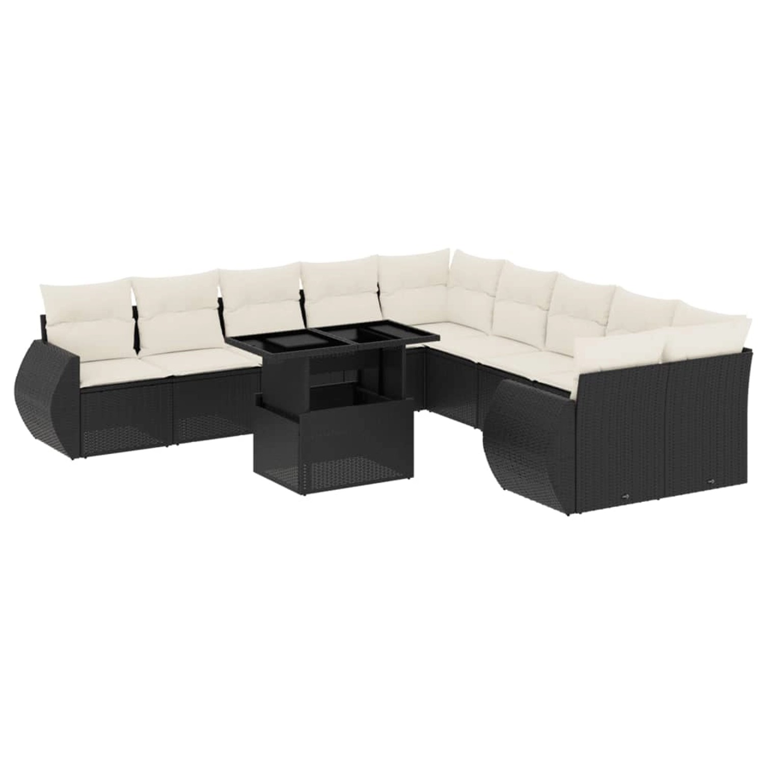 vidaXL 11-Tlg Garten-Sofagarnitur mit Kissen Schwarz Poly Rattan 3268796 günstig online kaufen