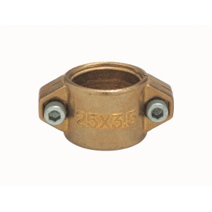 2-tlg. Klemmschalen aus Messing, 19 mm, für Saug- und Druckschlauch. Zubehör für Pumpen.