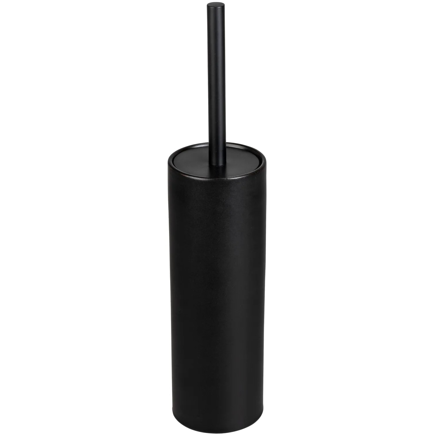 Schwarze Wenko WC-Garnitur Casoli mit Silikonbürste, Ø 9,1 x 40 cm. Modern und hygienisch.