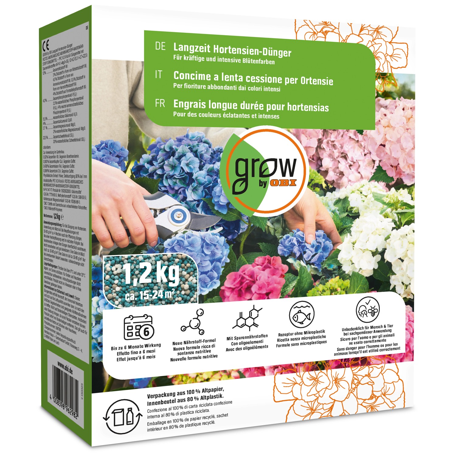 GROW by OBI Langzeit Hortensien-Dünger, 1,2 kg