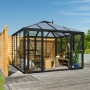 Vitavia Gewächshaus Fortuna Jack Roof, schwarzer Rahmen, ESG/HKP Verglasung, mit Doppelflügeltür.