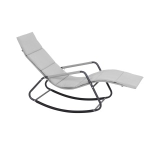 Graue Siena Garden Schaukelliege Aliano mit Stahlgestell und Ranotex-Gewebe für entspannten Liegekomfort.