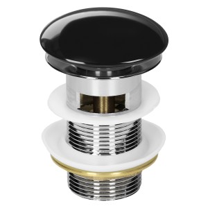 LuxeBath Ablaufgarnitur für Waschbecken mit Überlauf Schwarz Glänzend