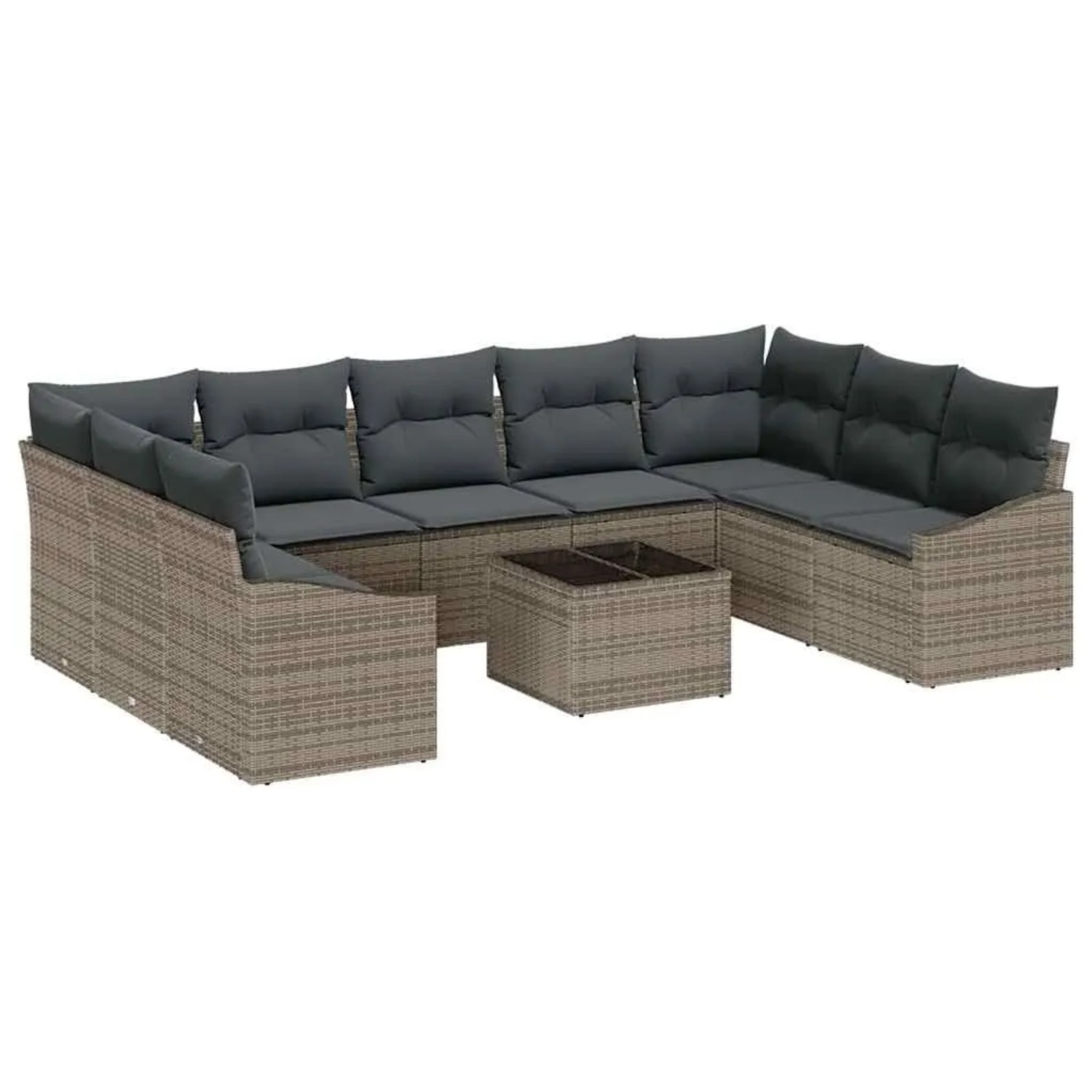 vidaXL Gartensofa-set mit Kissen 9-Tlg Hellgrau Poly-Rattan 3355558