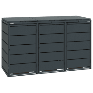 MBOX24 Classic Mülltonnenbox für 3 Mülltonnen (240L) aus Verzinktem Stahl  3er Metall Mülltonnenverkleidung in Anthrazit  Robust & Wetterfest
