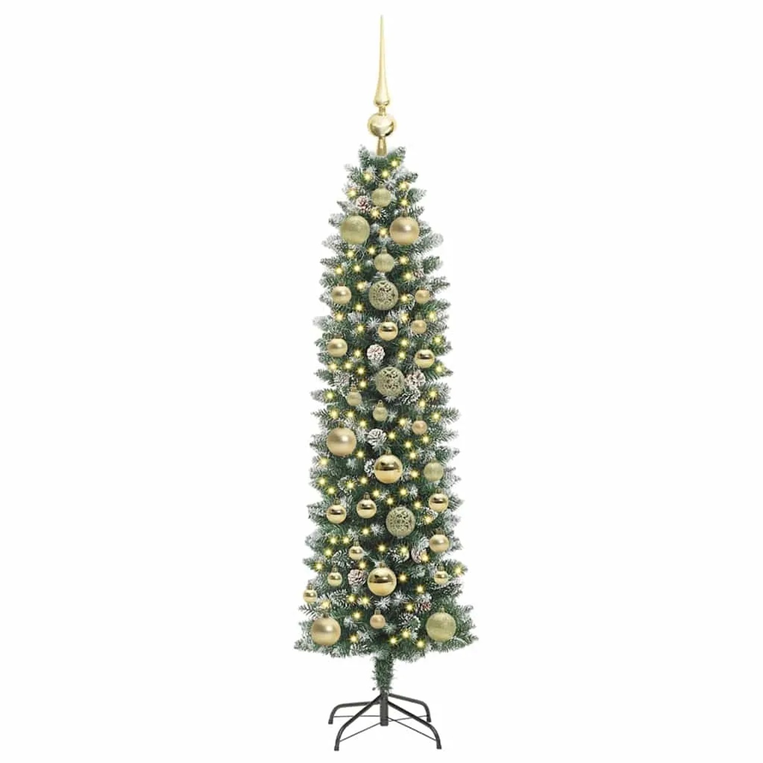 vidaXL Künstlicher Schlanker Weihnachtsbaum Grün und Weiß 150 cm 3395285