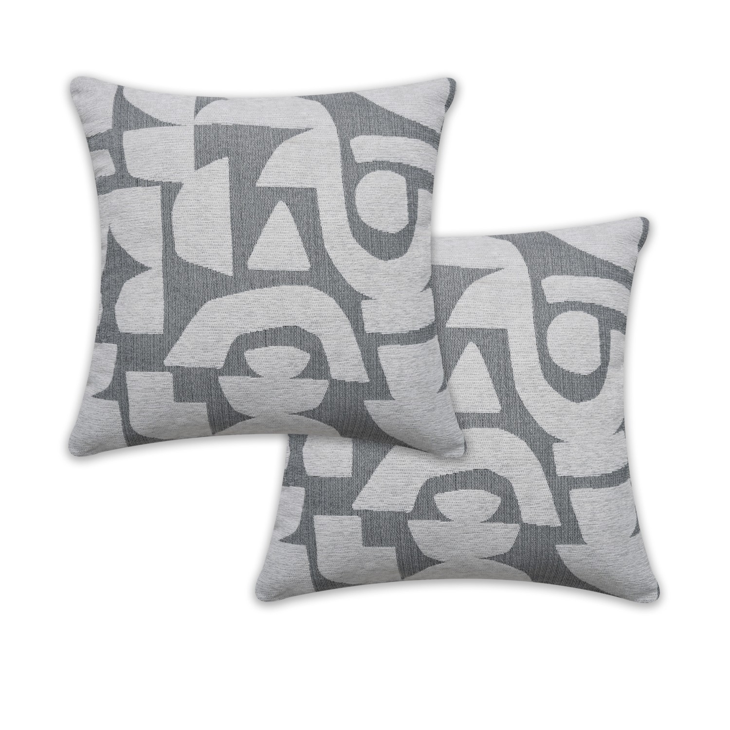 Sehlbach Gefülltes Kissen Jacquard Chenille Grafisch 45 cm x 45 cm Silbergrau