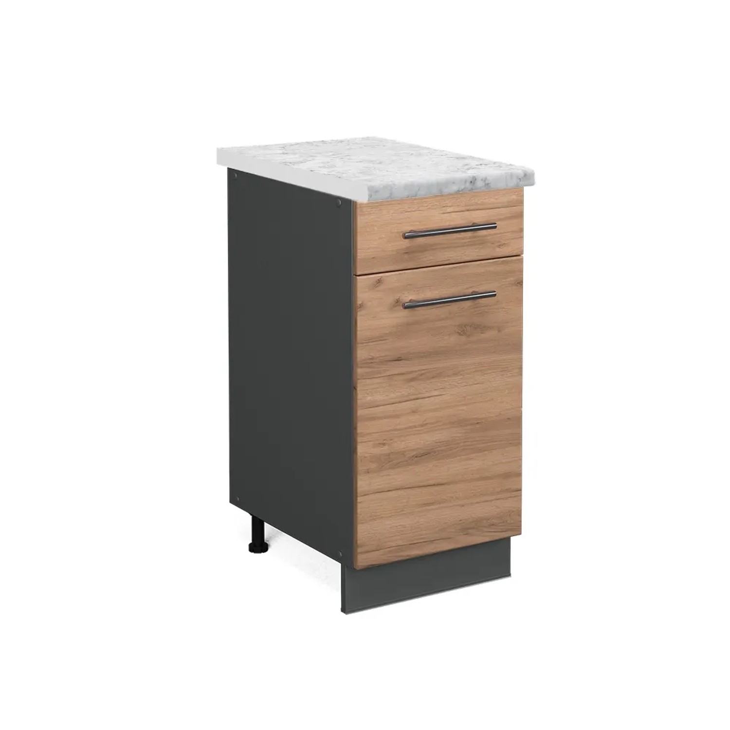 Vicco Küchenunterschrank Fame-Line Goldkraft Eiche/Anthrazit 40 cm AP Marmor