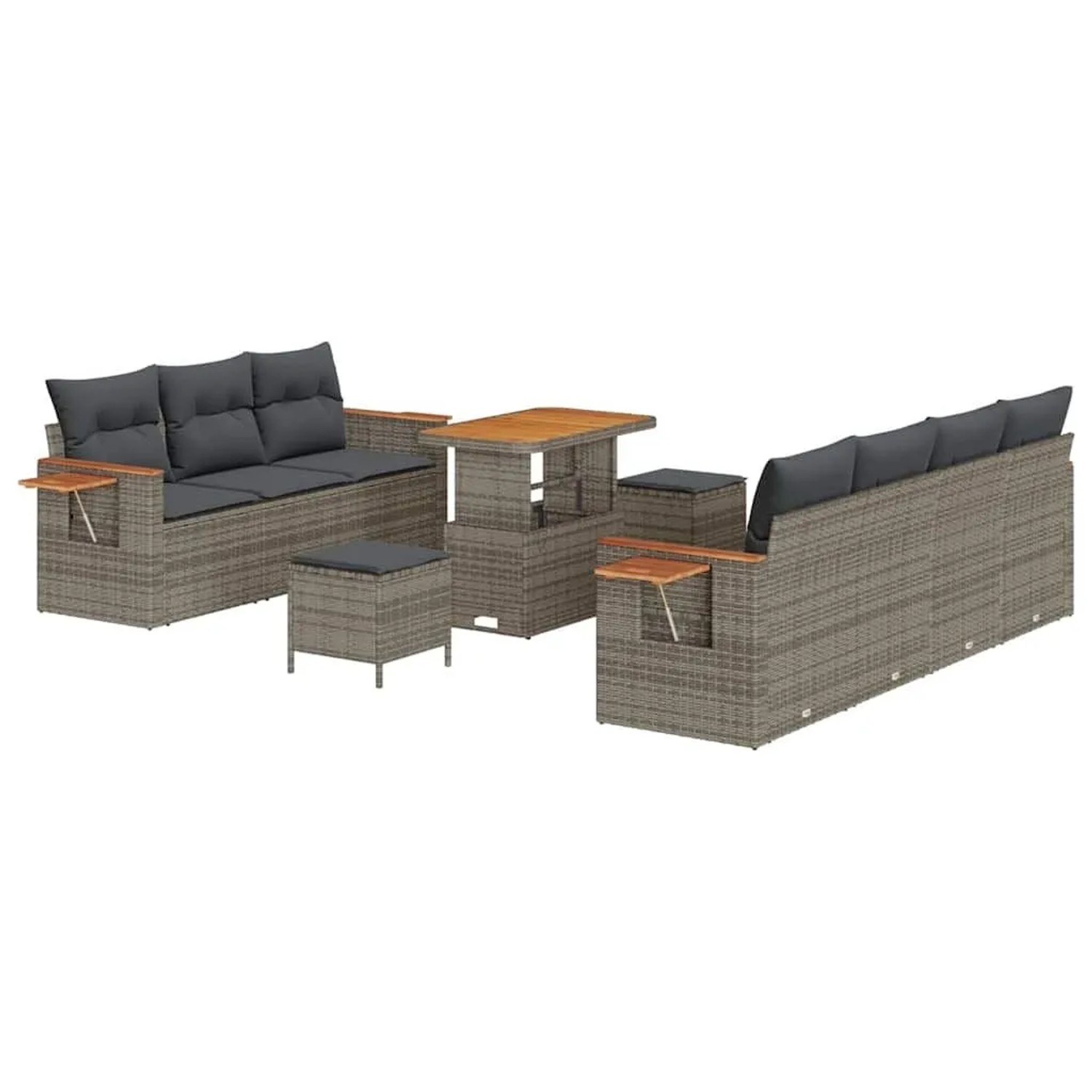 vidaXL Gartensofa-set mit Kissen 13-Tlg Grau Poly-Rattan 3365093 günstig online kaufen