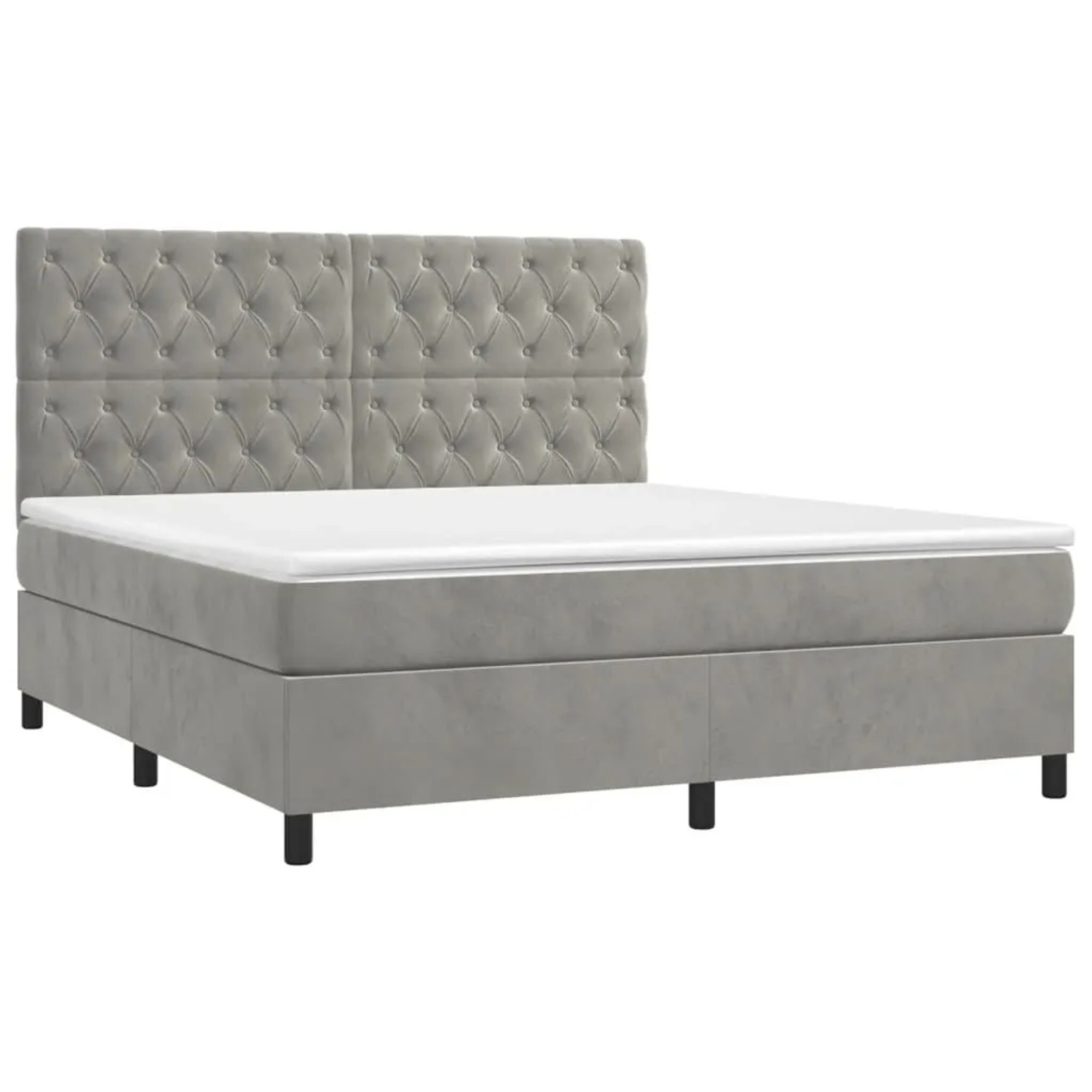 vidaXL Boxspringbett mit Matratze Hellgrau 160x200 cm Samt 3143211 günstig online kaufen