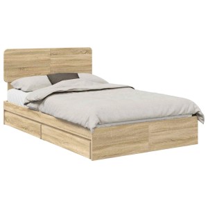 vidaXL Stauraumbett Sonoma-Eiche 120 x 200 cm Holzwerkstoff 3412292
